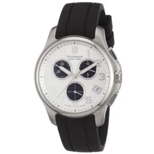 Swiss Army 241454 Men's Officers Silver Dial Black Rubber Strap Chronograph Watch