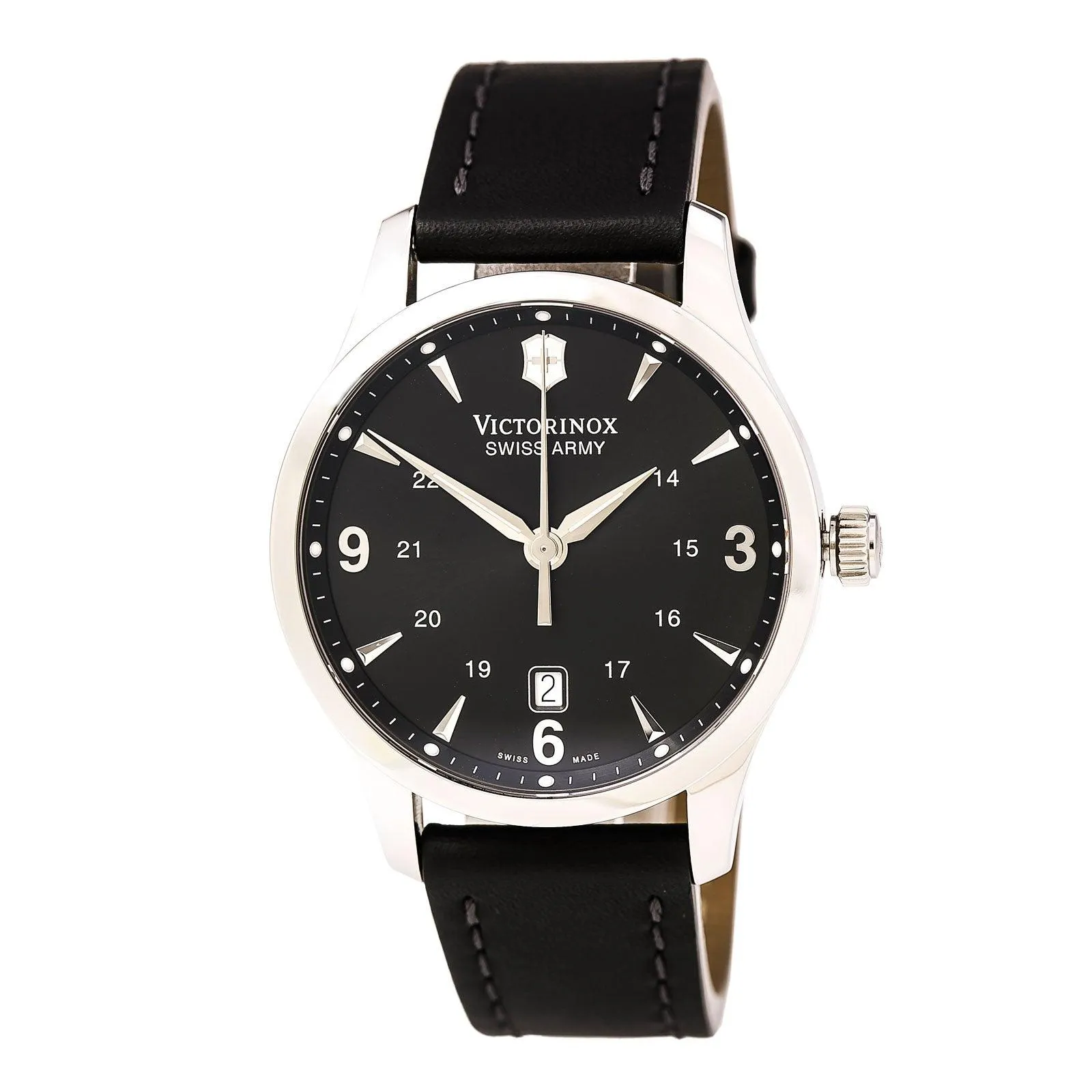Swiss Army 241474 Men's Alliance Black Dial Black Leather Strap Swiss Watch