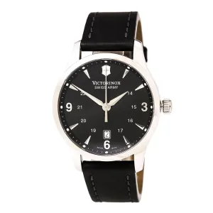 Swiss Army 241474 Men's Alliance Black Dial Black Leather Strap Swiss Watch