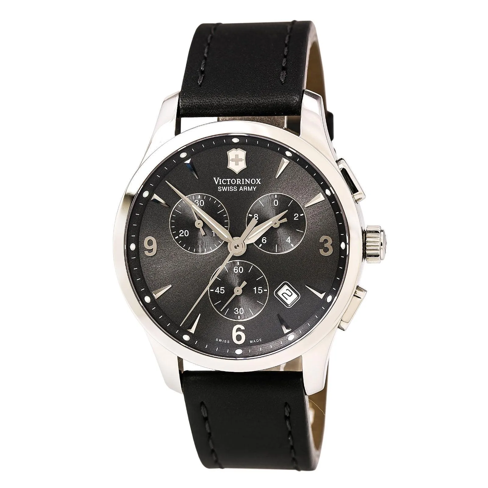 Swiss Army 241479 Men's Alliance Chronograph Black Dial Black Leather Strap Watch