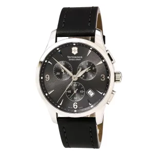 Swiss Army 241479 Men's Alliance Chronograph Black Dial Black Leather Strap Watch
