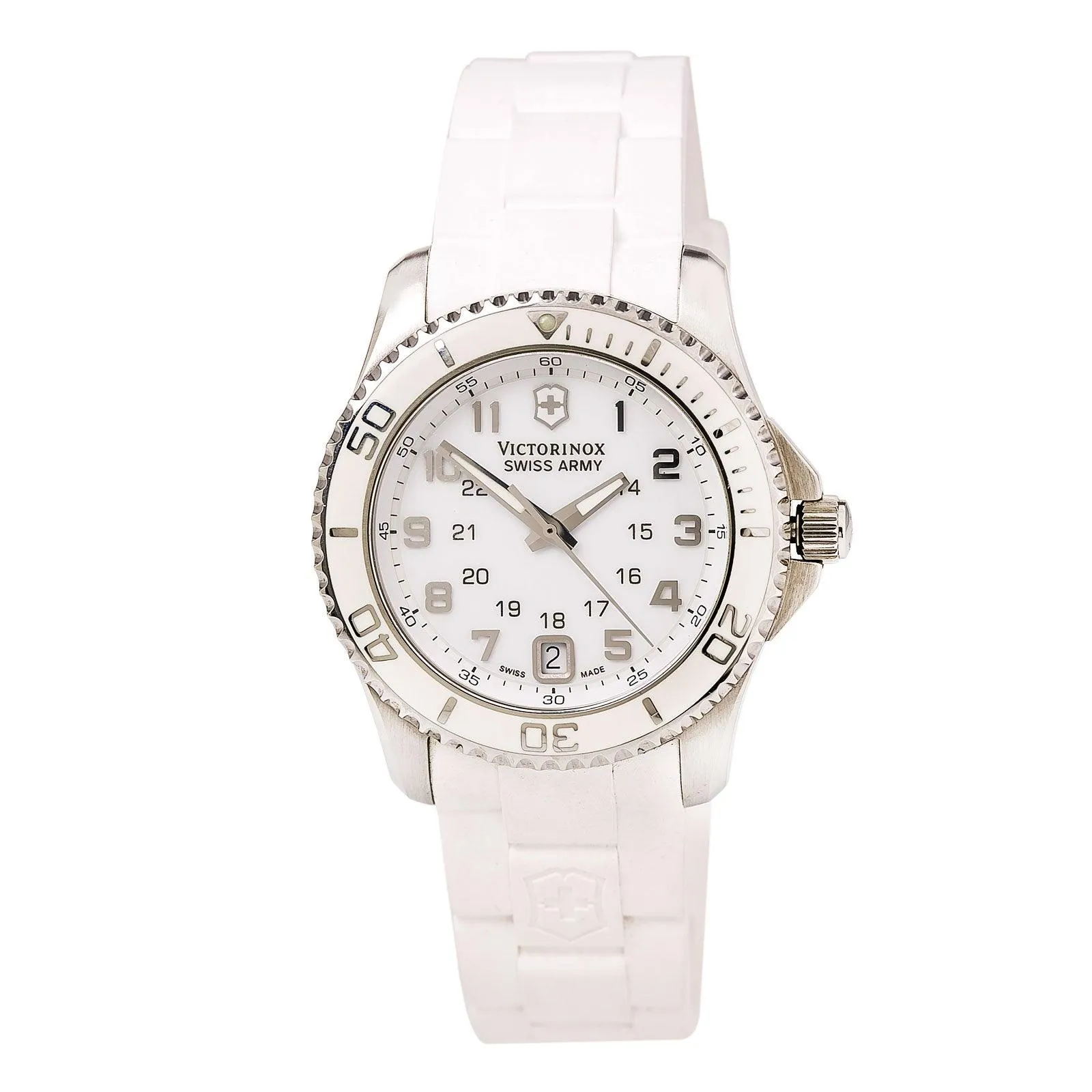 Swiss Army 241492 Women's Maverick Small White MOP Dial White Rubber Strap Watch