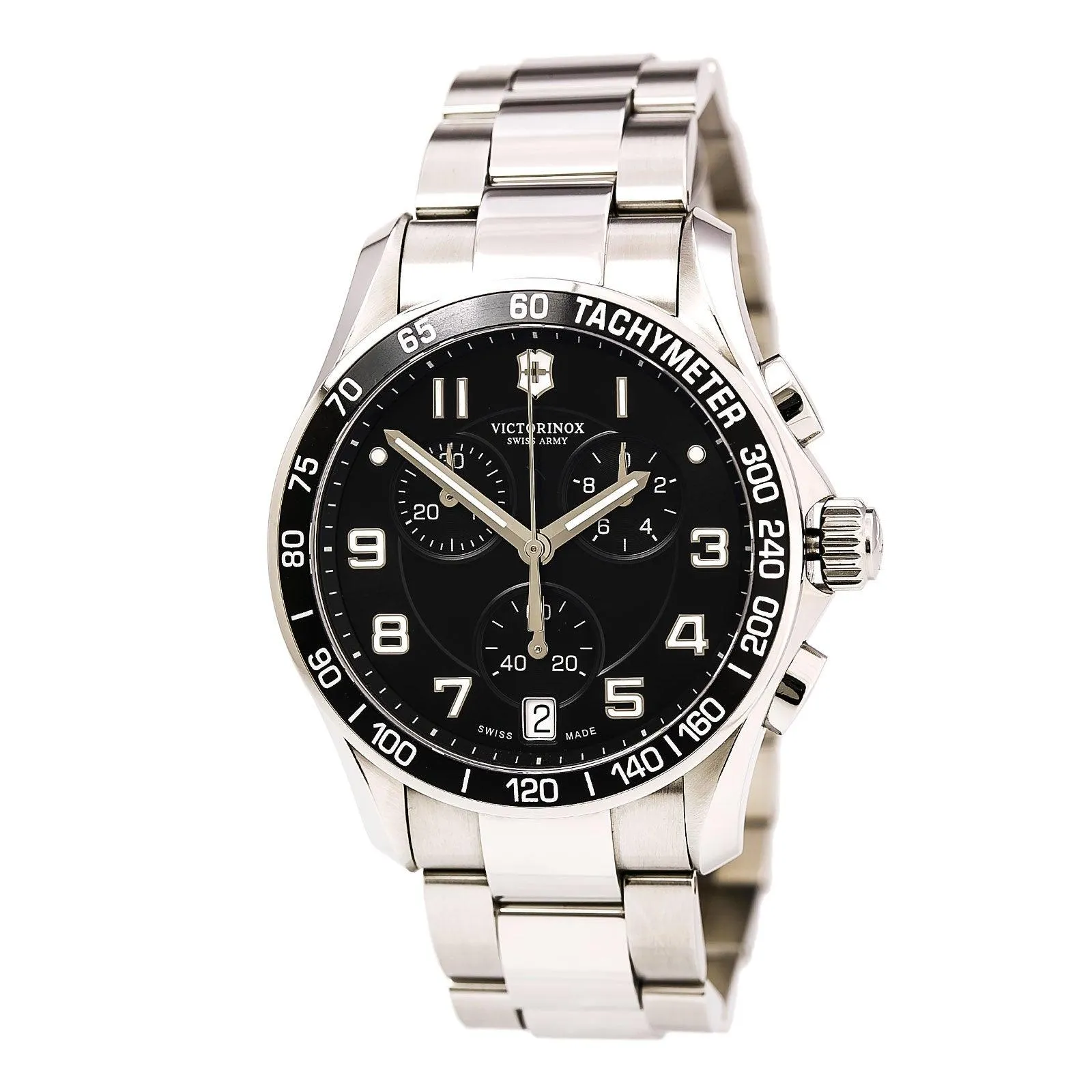Swiss Army 241494 Men's Chrono Classic Black Dial Stainless Steel Bracelet Watch