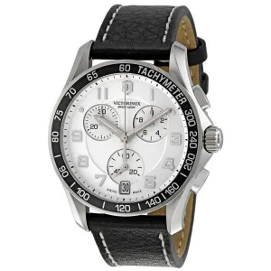Swiss Army 241496 Men's Chrono Classic Silver Dial Black Leather Strap Watch