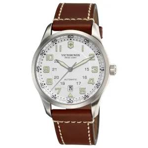 Swiss Army 241505 Men's AirBoss Automatic Silver Dial Brown Leather Strap Watch