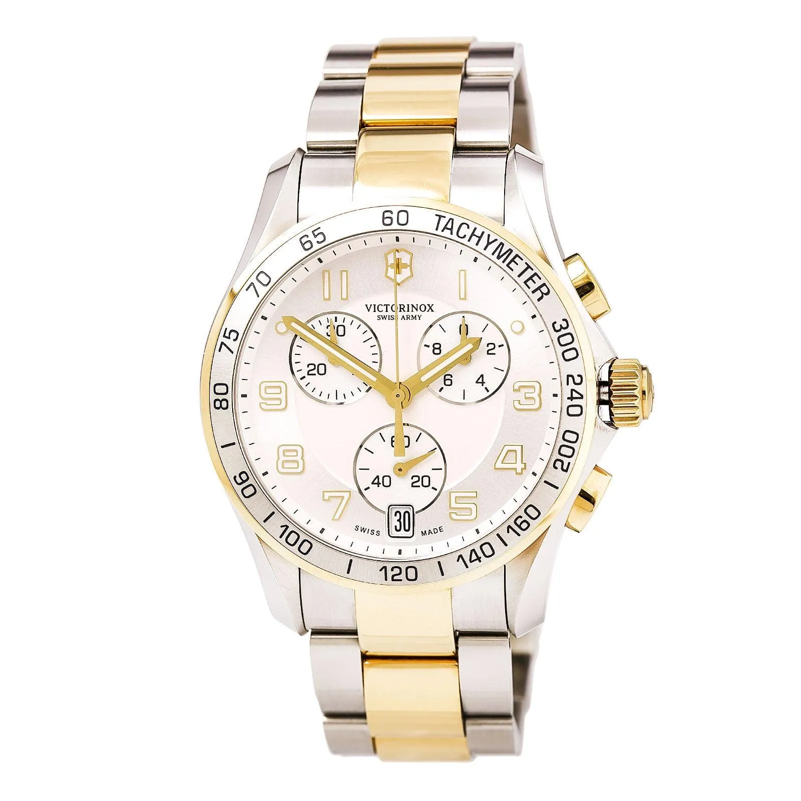 Swiss Army 241509 Men's Chrono Classic Silver Dial Two Tone Steel Bracelet Watch