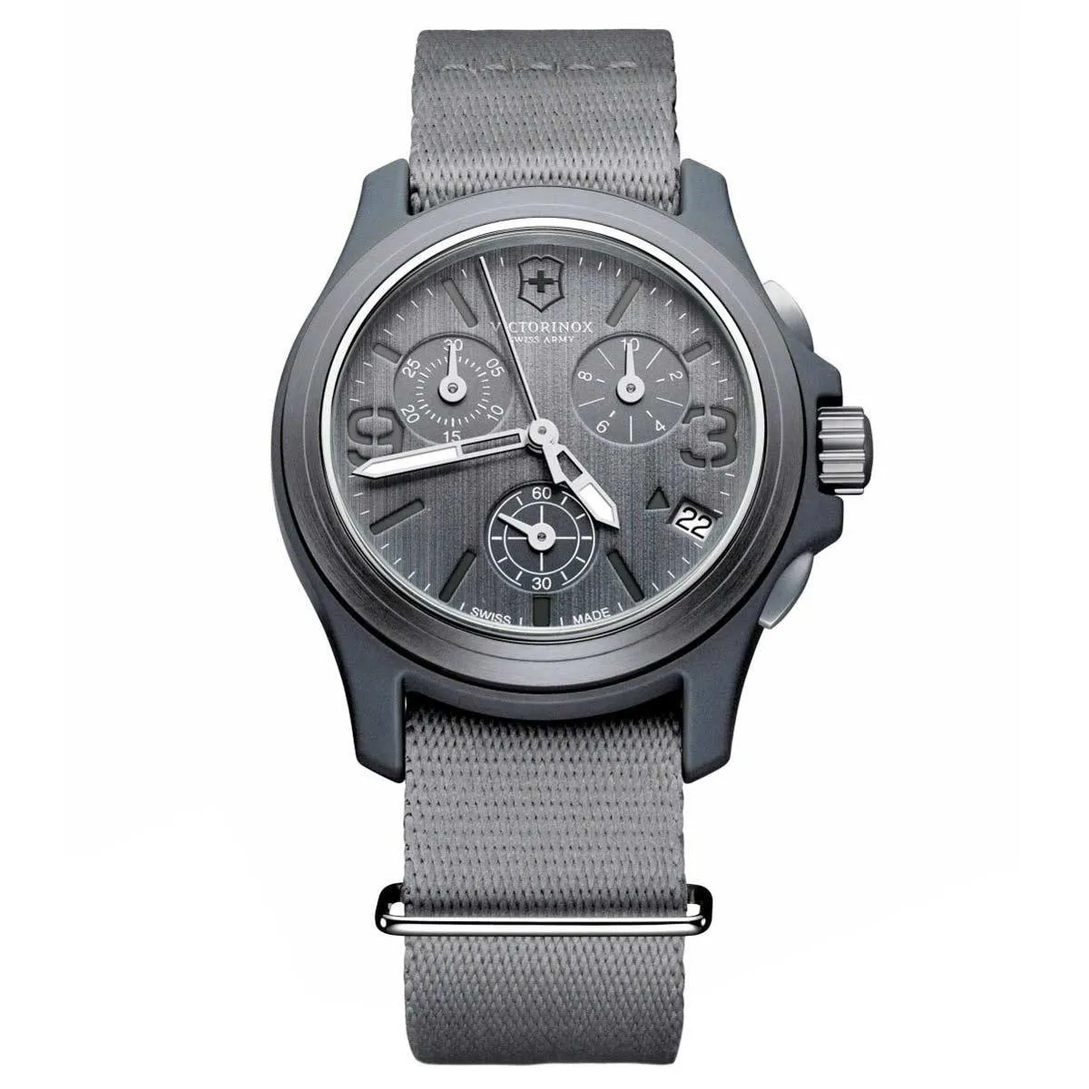 Swiss Army 241532 Men's Original Chronograph Grey Dial Grey Nylon Nato Strap Watch