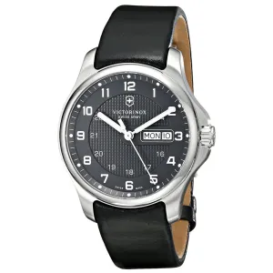 Swiss Army 241549 Men's Officer's Day Date Black Dial Black Leather Strap Watch