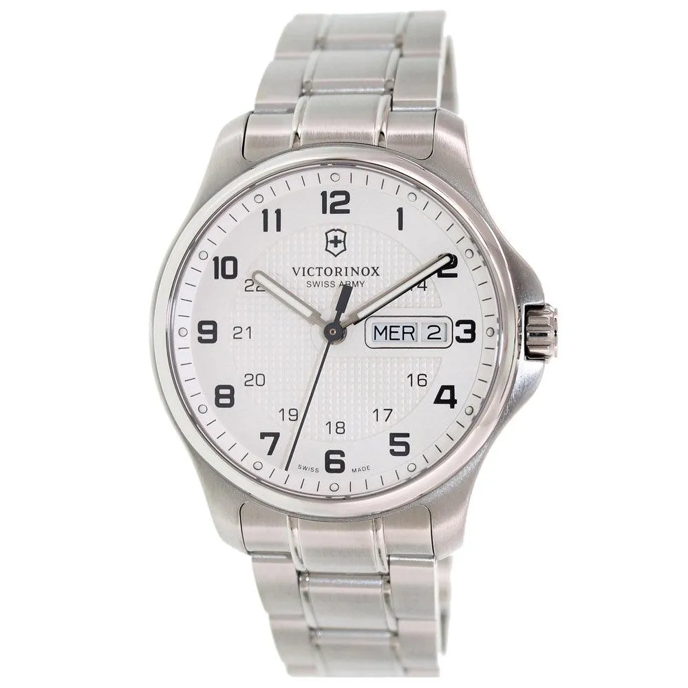 Swiss Army 241551 Men's Officer's Day Date White Dial Stainless Steel Bracelet Watch