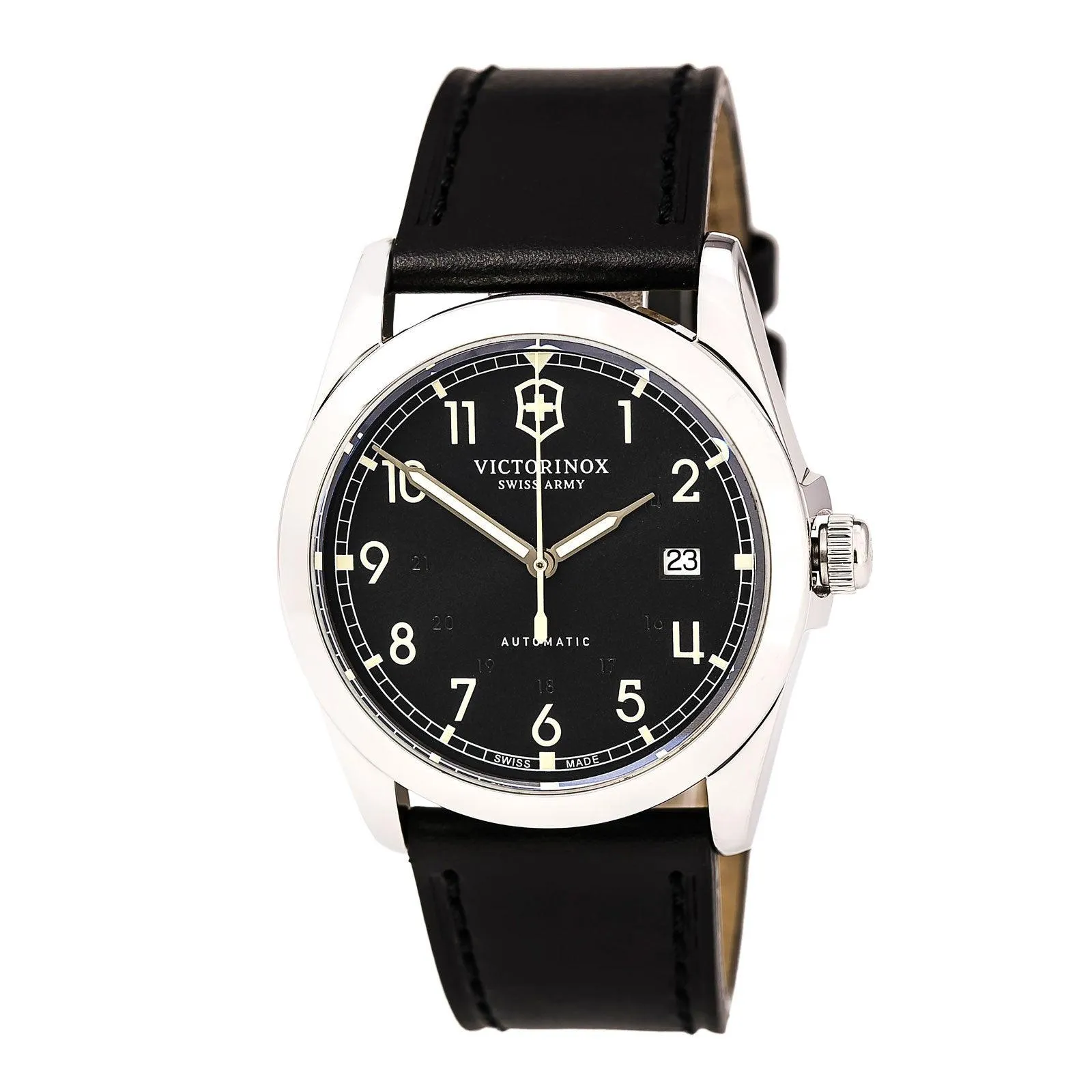 Swiss Army 241586 Men's Infantry Black Dial Black Leather Strap Mechanical Automatic Watch