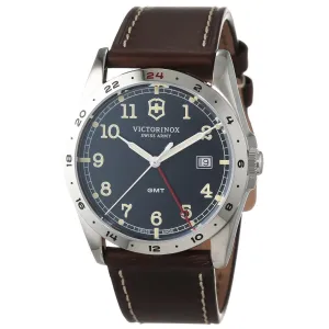 Swiss Army 241648 Men's Infantry GMT Black Dial Brown Leather Strap Watch