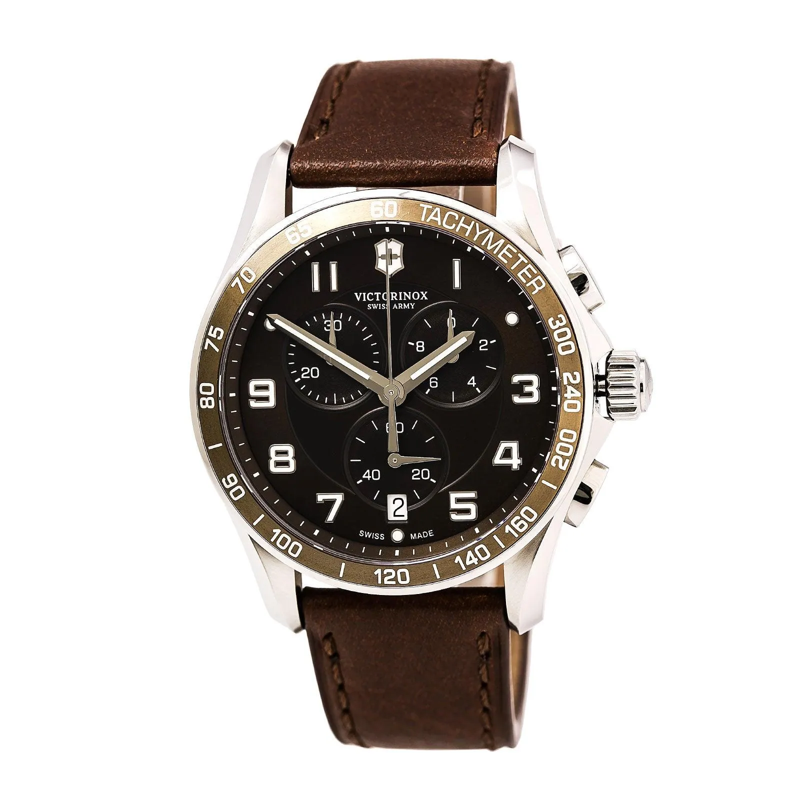 Swiss Army 241653 Men's Chrono Classic Brown Dial Brown Leather Strap Watch