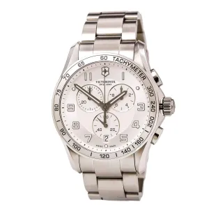 Swiss Army 241654 Men's Classic XLS Silver Dial Stainless Steel Bracelet Chronograph Watch