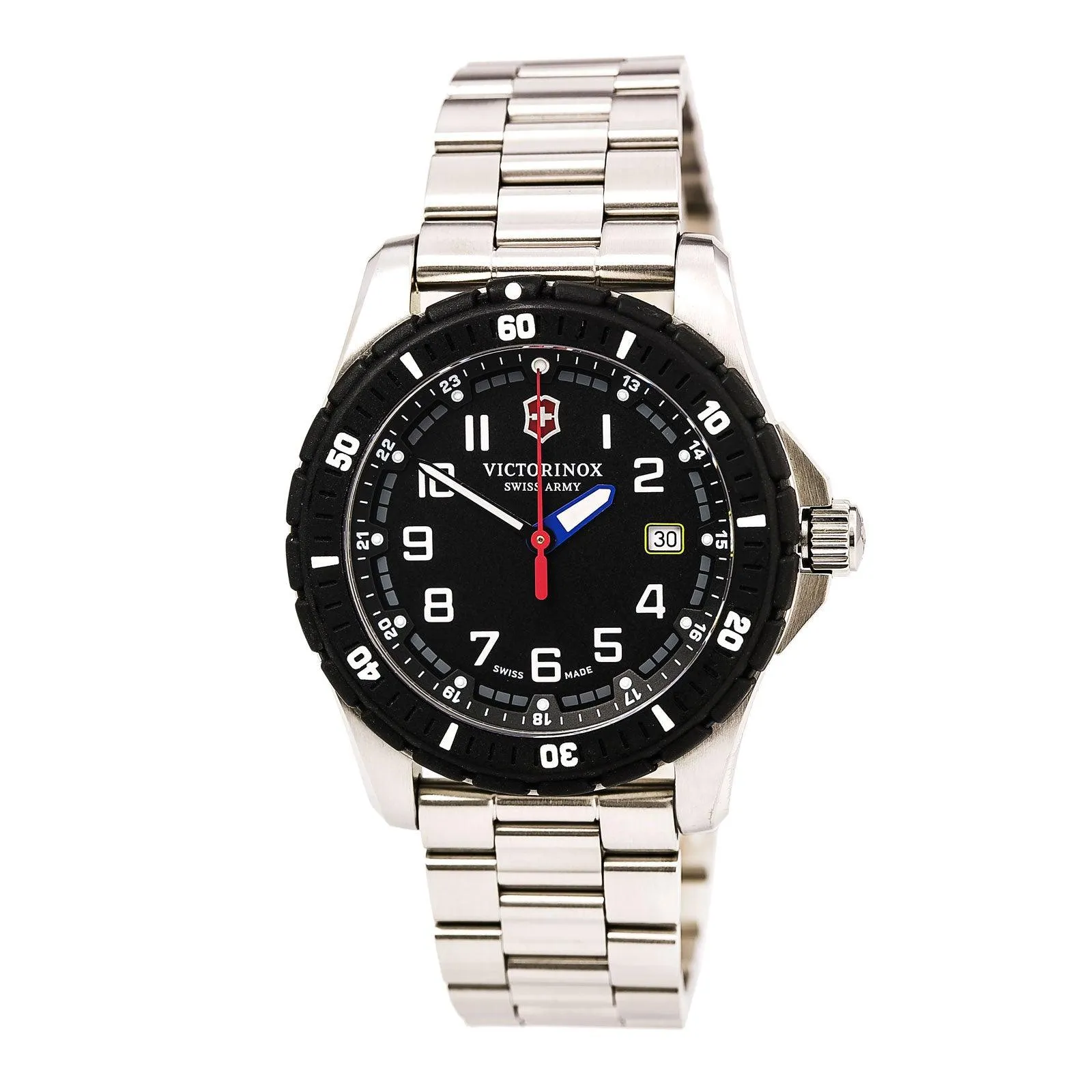 Swiss Army 241675 Men's Maverick Sport Black Dial Stainless Steel Bracelet Watch