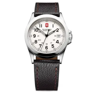 Swiss Army 24654 Men's Infantry White Dial Black Leather Strap Watch
