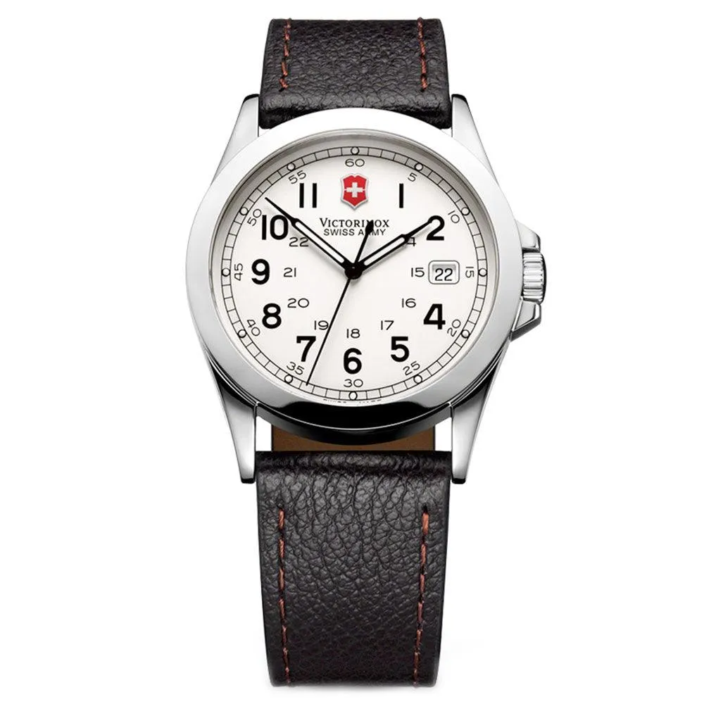 Swiss Army 24654 Men's Infantry White Dial Black Leather Strap Watch