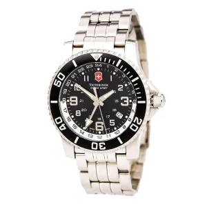 Swiss Army 24701 Men's Maverick II 2nd Time Zone Black Dial Steel Bracelet Watch