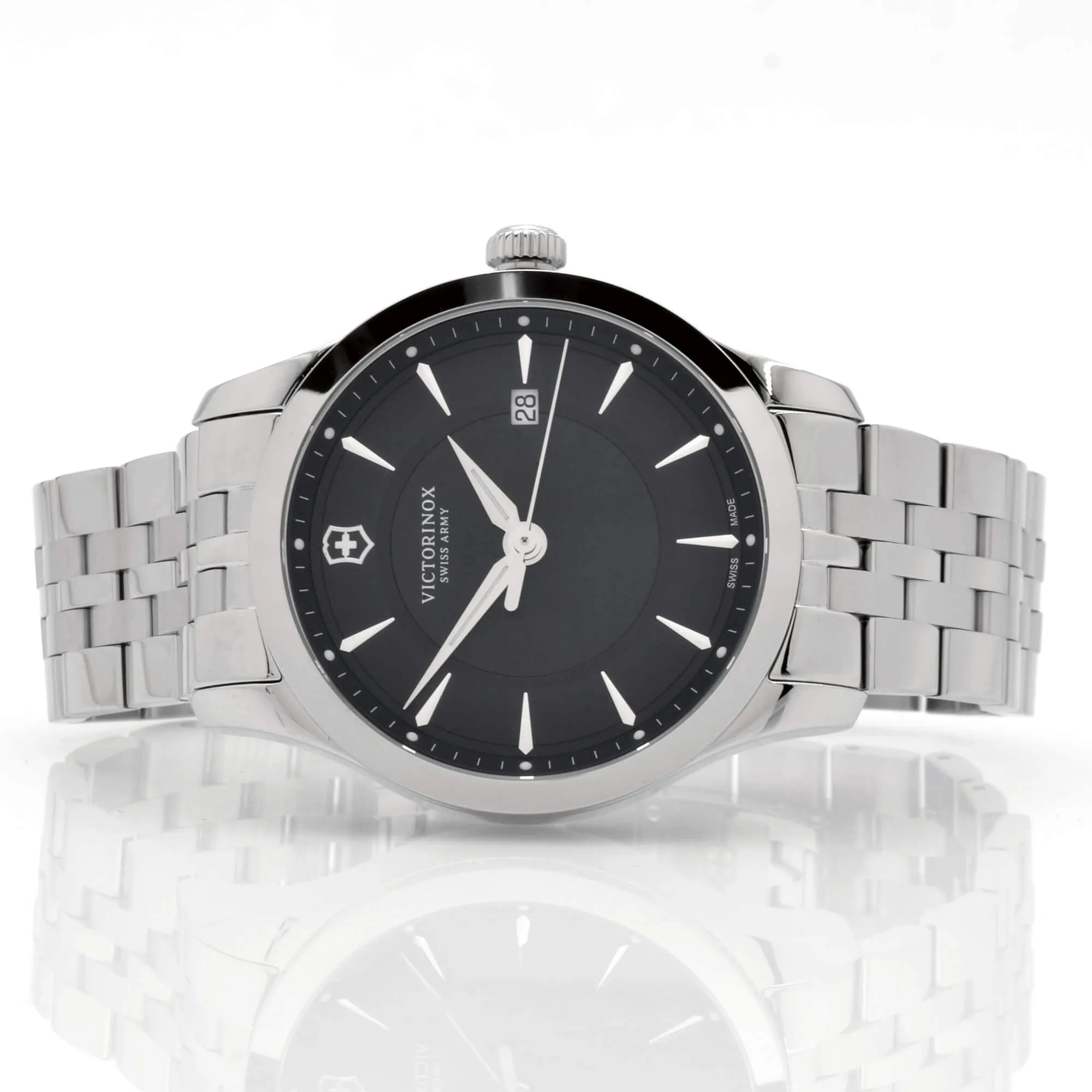 Swiss Army Men's Bracelet Watch - Alliance Black Dial Stainless Steel | 241801