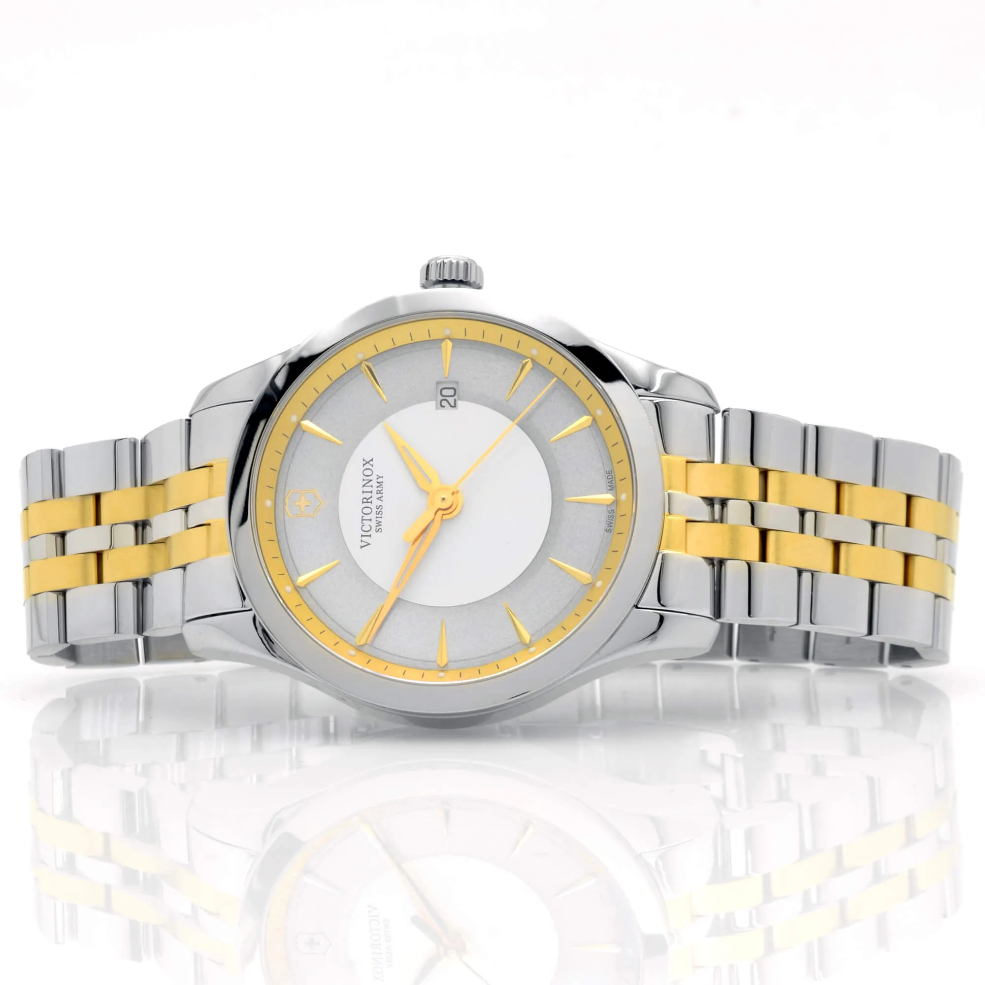 Swiss Army Men's Two Tone Bracelet Watch - Alliance Quartz Silver Dial | 241803