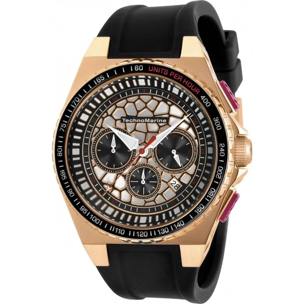 Technomarine Men's Chrono Watch - Technocell Rose Gold Case Black Strap | TM-318070