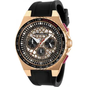 Technomarine Men's Chrono Watch - Technocell Rose Gold Case Black Strap | TM-318070