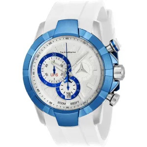 Technomarine Men's Chrono Watch - UF6 Blue and White Dial Silicone Strap | TM-615013