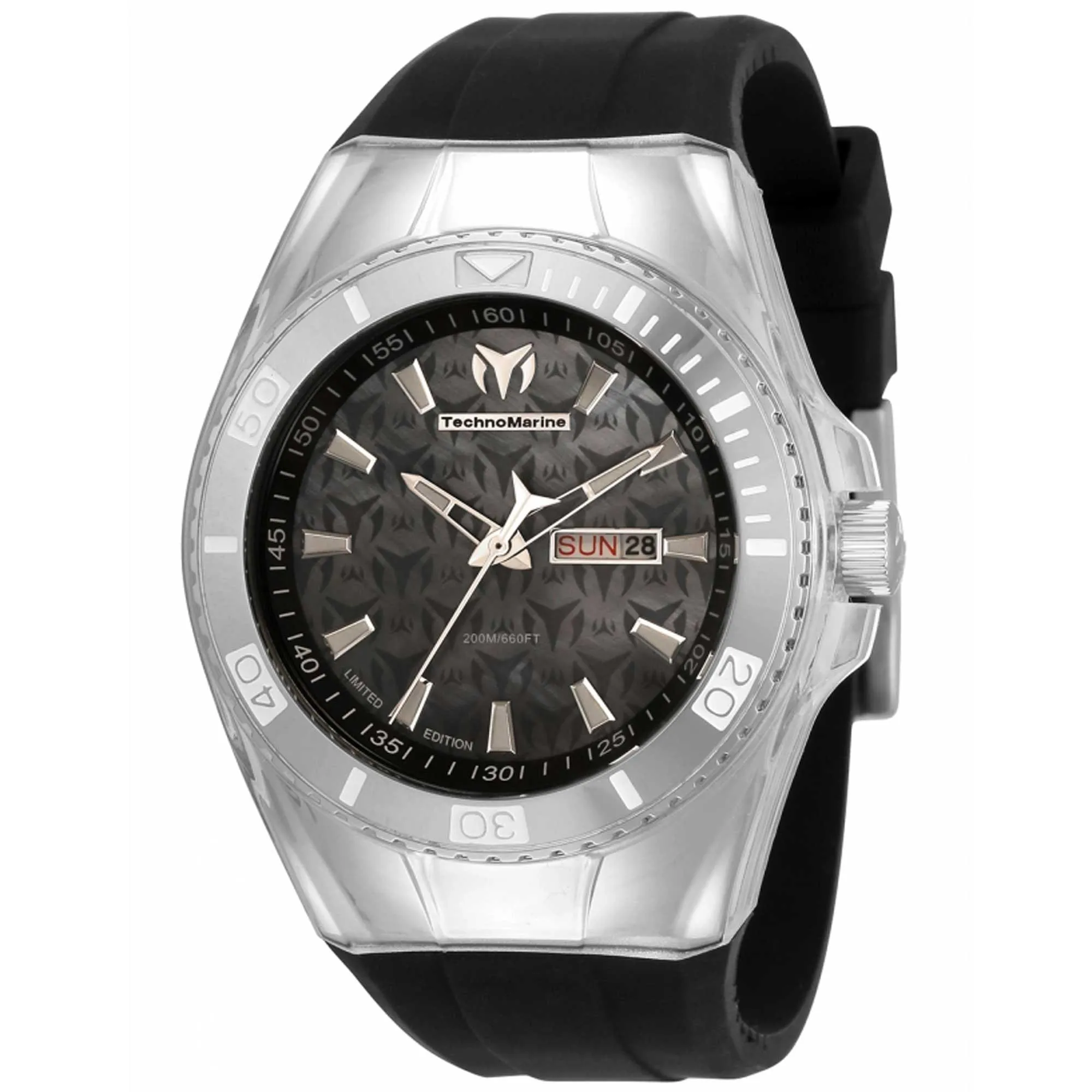 Technomarine Men's Quartz Watch - Cruise Monogram Black Dial Rubber Strap | TM-115372