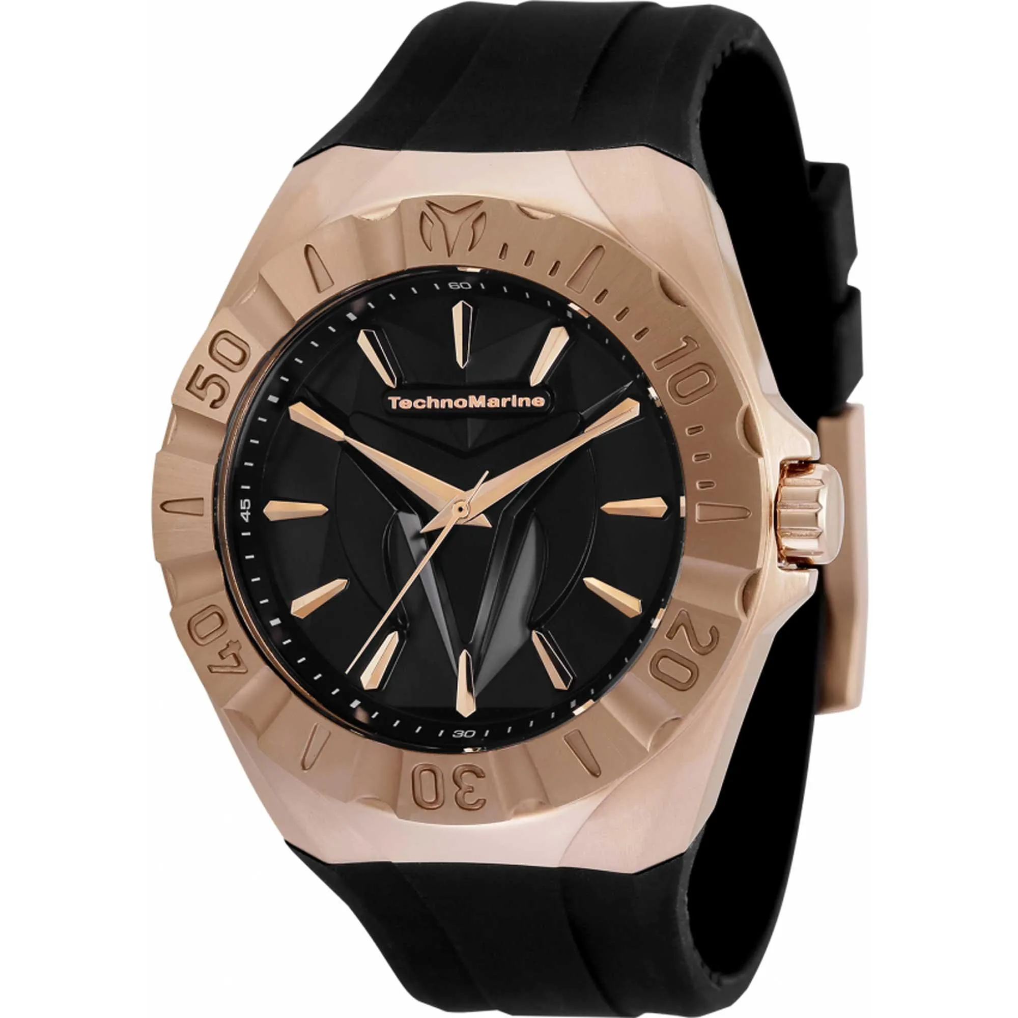 Technomarine Men's Quartz Watch - Cruise Rose Gold Case Black Rubber Strap | TM-120009
