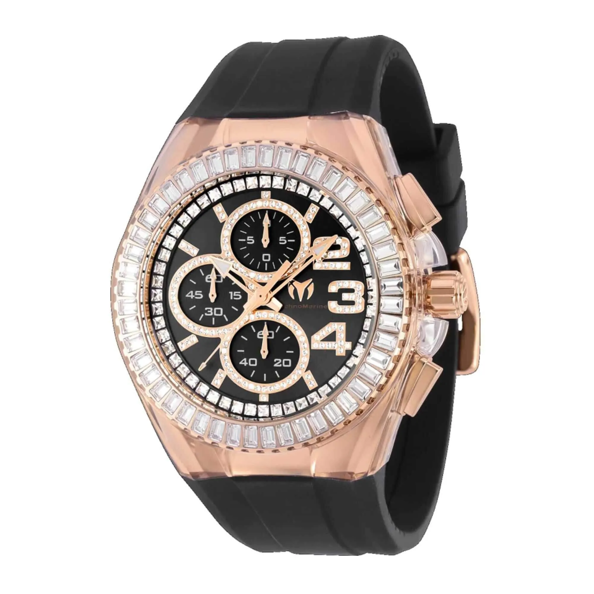 Technomarine Men's Watch - Cruise Glitz Chrono Black Strap Rose Gold Case | TM-121018