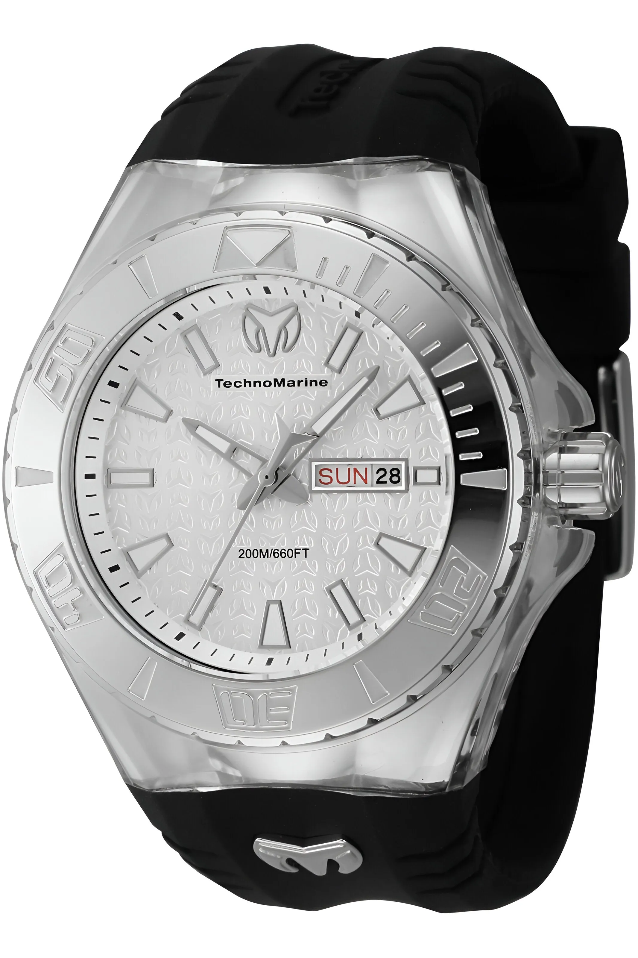 Technomarine Men's Watch - Cruise Monogram Silver Dial Silicone Strap | TM-122007