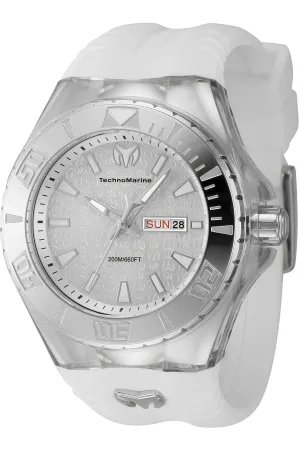 Technomarine Men's Watch - Cruise Monogram Silver Tone Dial White Strap | TM-122008