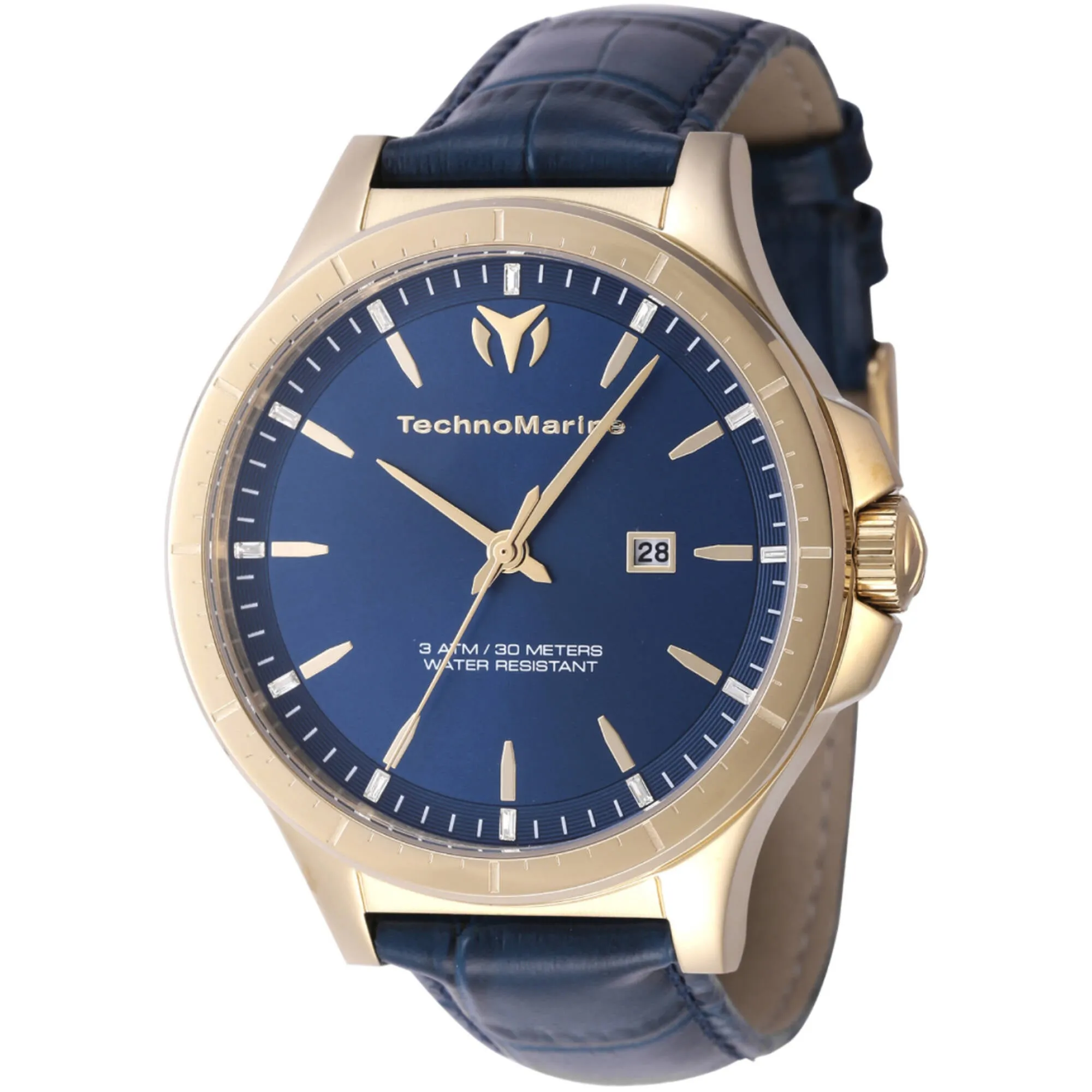Technomarine Men's Watch - MoonSun Quartz Blue Dial Leather Strap Date | TM-822015
