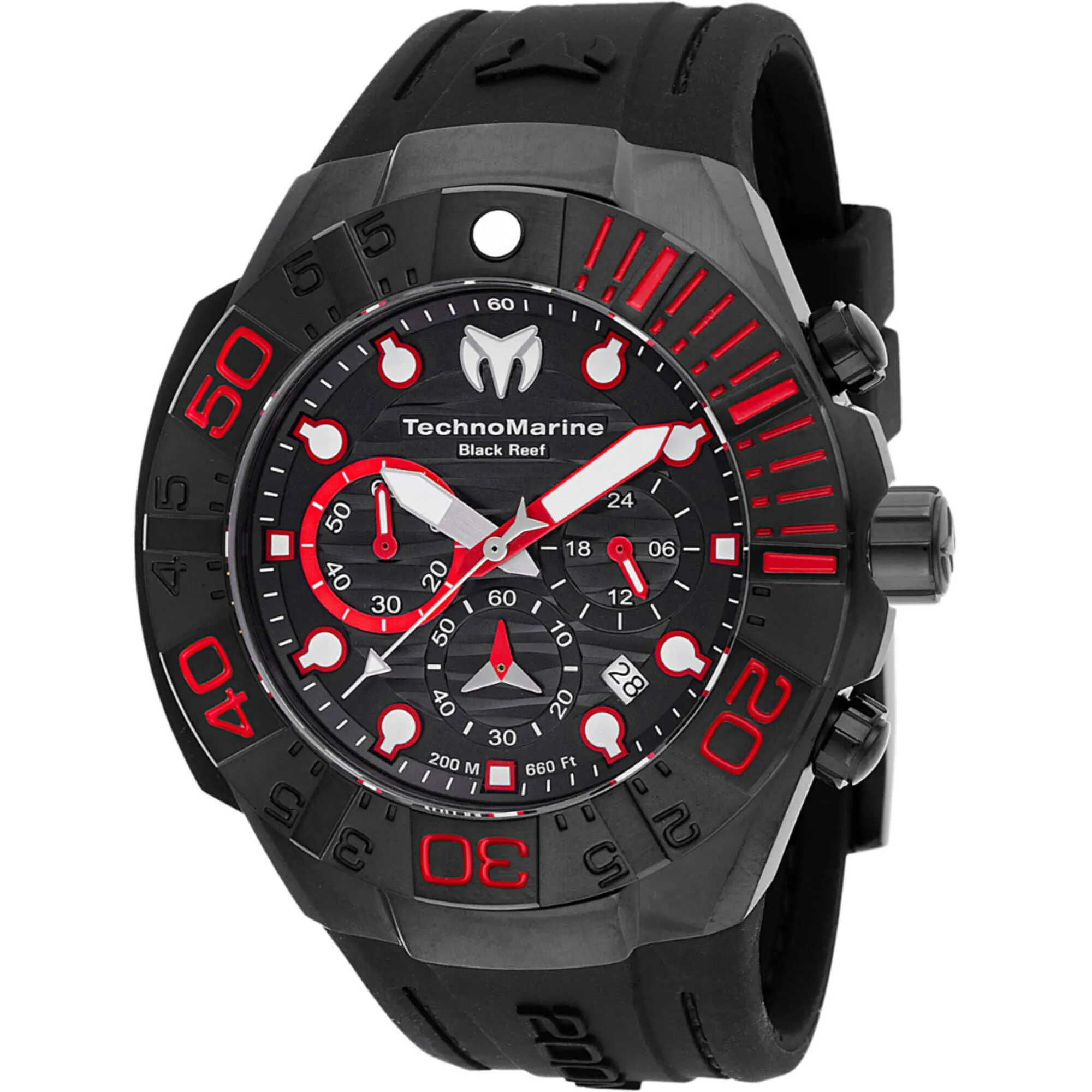 Technomarine Men's Watch - Reef Chronograph Black Silicone Rubber Strap | TM-523010