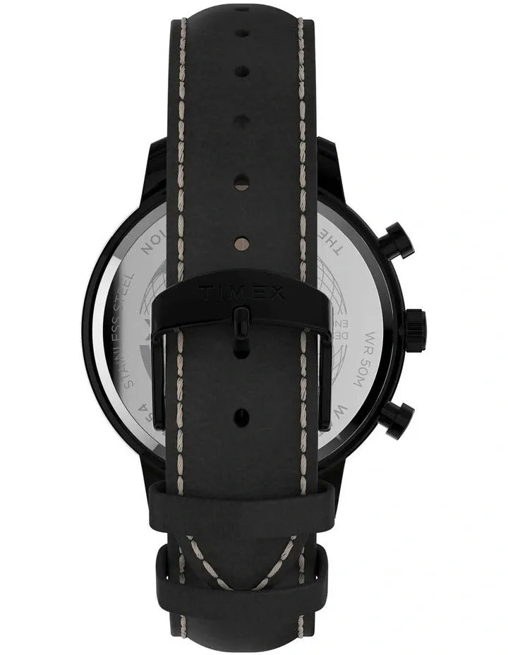 Timex Chicago Black Leather Chronograph Watch TW2U39200