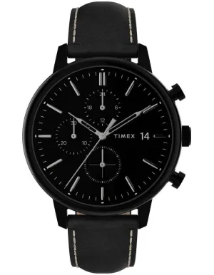 Timex Chicago Black Leather Chronograph Watch TW2U39200