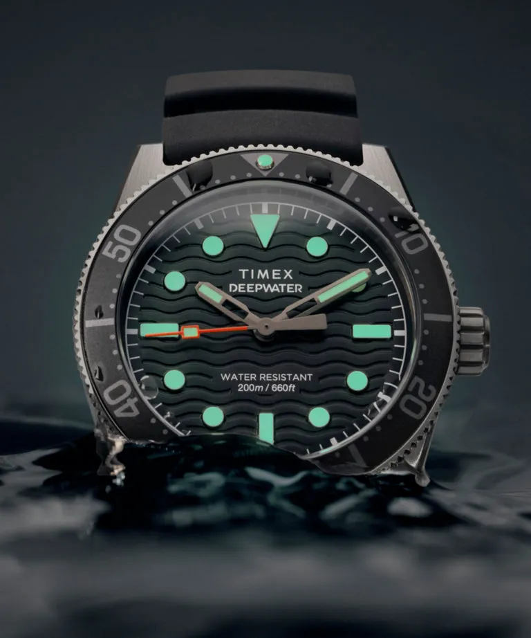 Timex Deepwater Reef 200M 41mm Black Rubber Strap Watch TW2W74700