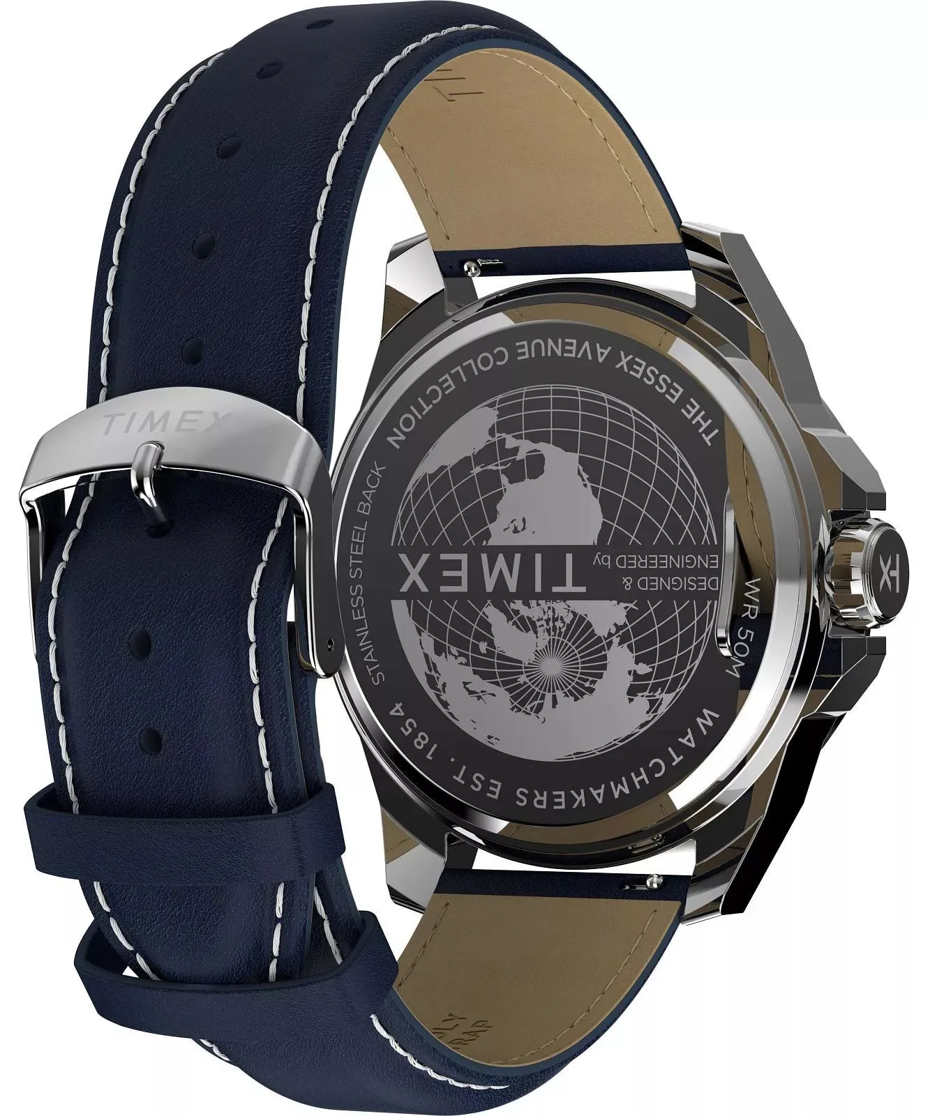 Timex Essex Multifunction 44mm Blue Leather Strap and Dial Watch TW2W80200