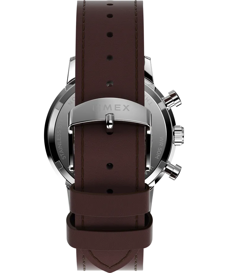 Timex Marlin Chronograph Tachymeter 40mm Leather Strap Watch TW2W10200