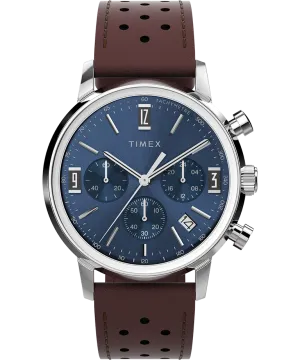 Timex Marlin Chronograph Tachymeter 40mm Leather Strap Watch TW2W10200
