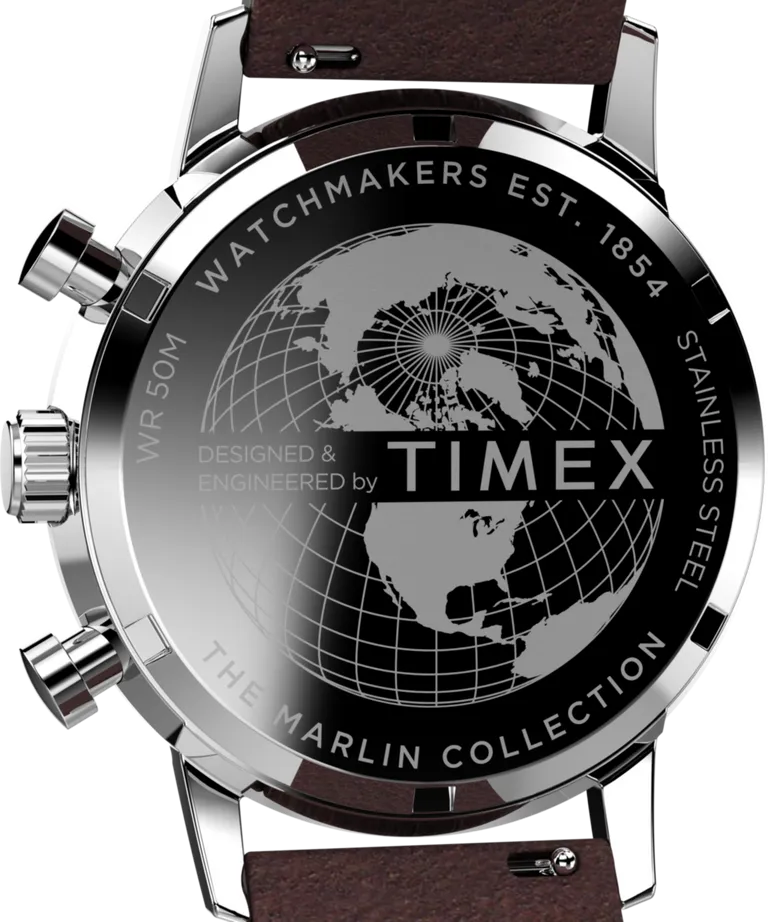 Timex Marlin Chronograph Tachymeter 40mm Leather Strap Watch TW2W51400