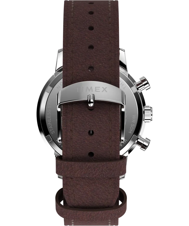 Timex Marlin Chronograph Tachymeter 40mm Leather Strap Watch TW2W51400