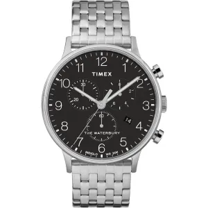Timex Men's Chrono Watch - Waterbury Classic Black Dial Bracelet | TW2R71900