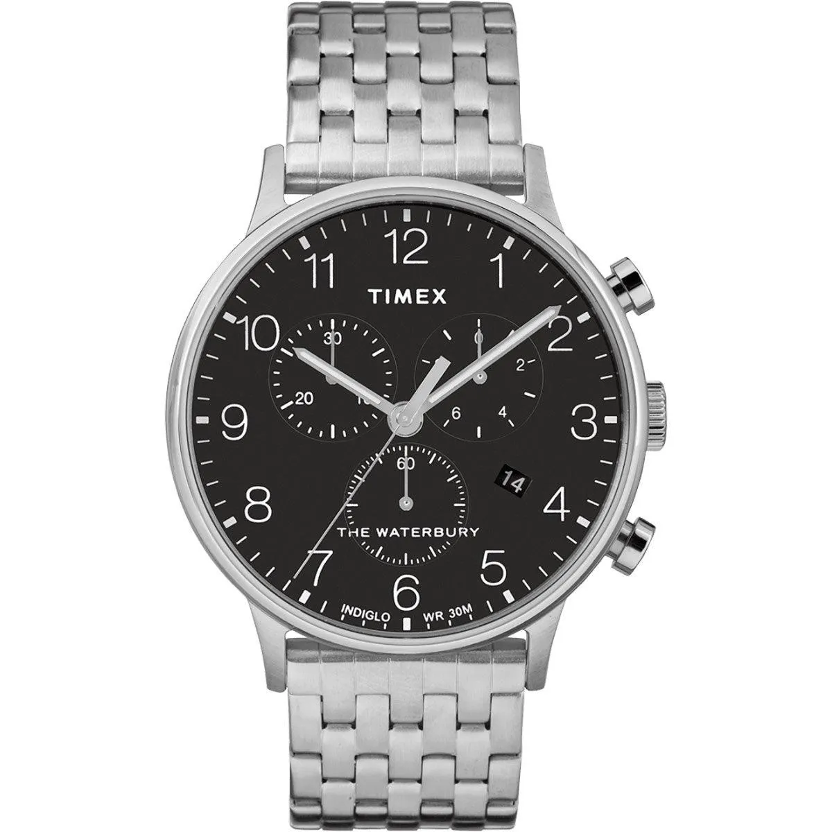 Timex Men's Chrono Watch - Waterbury Classic Black Dial Bracelet | TW2R71900