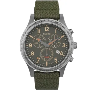 Timex Men's Chronograph Watch - Allied Green Dial Grey Fabric Strap | TW2T75800VQ