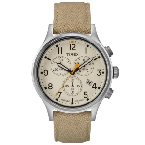 Timex Men's Chronograph Watch - Allied Quartz Beige Dial Khaki Strap | TW2R47300