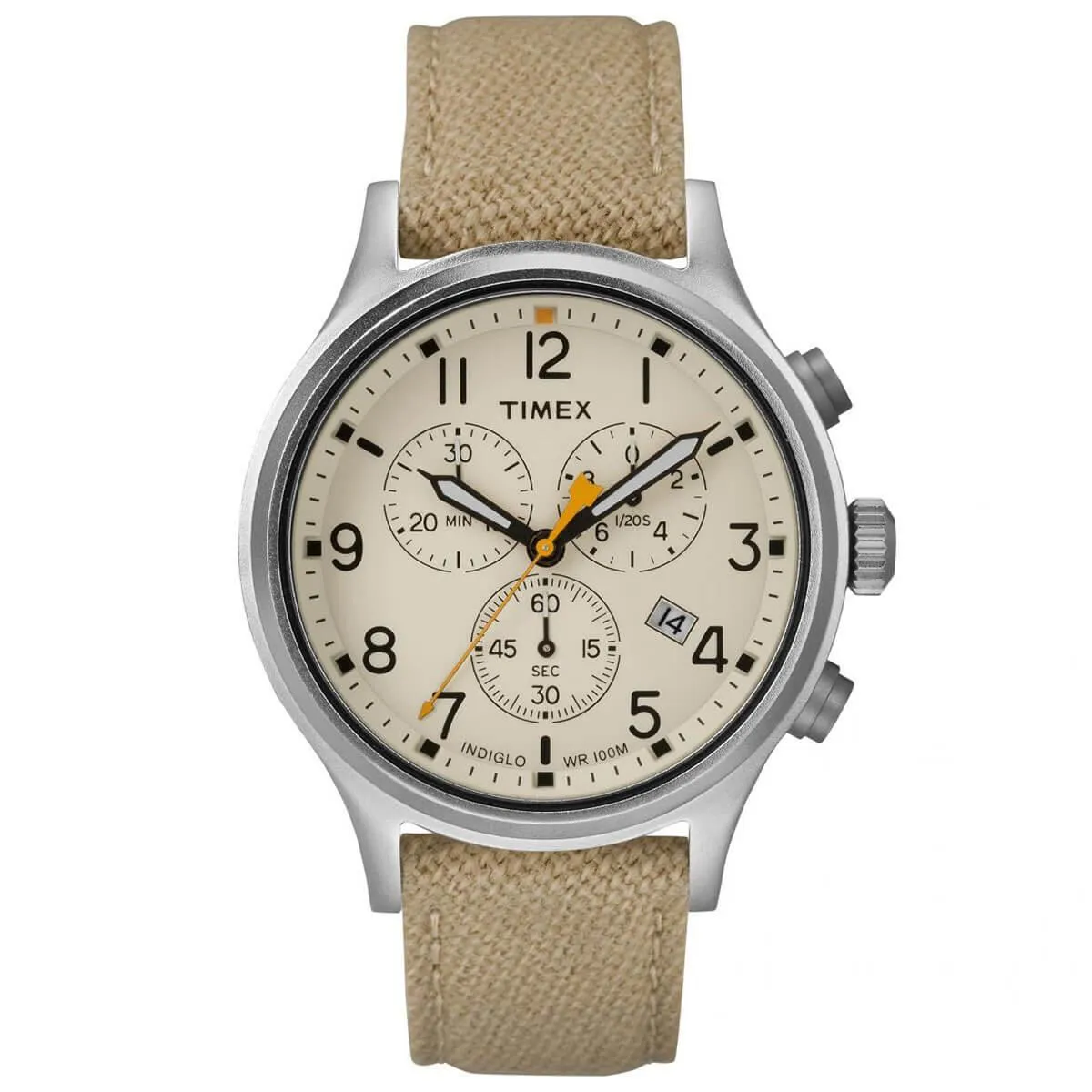 Timex Men's Chronograph Watch - Allied Quartz Beige Dial Khaki Strap | TW2R47300