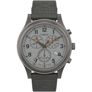 Timex Men's Chronograph Watch - Allied Silver Dial Grey Fabric Strap | TW2T75700VQ