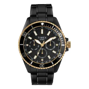 Timex Men's Chronograph Watch - Black IP Stainless Steel Bracelet | TW2T59100
