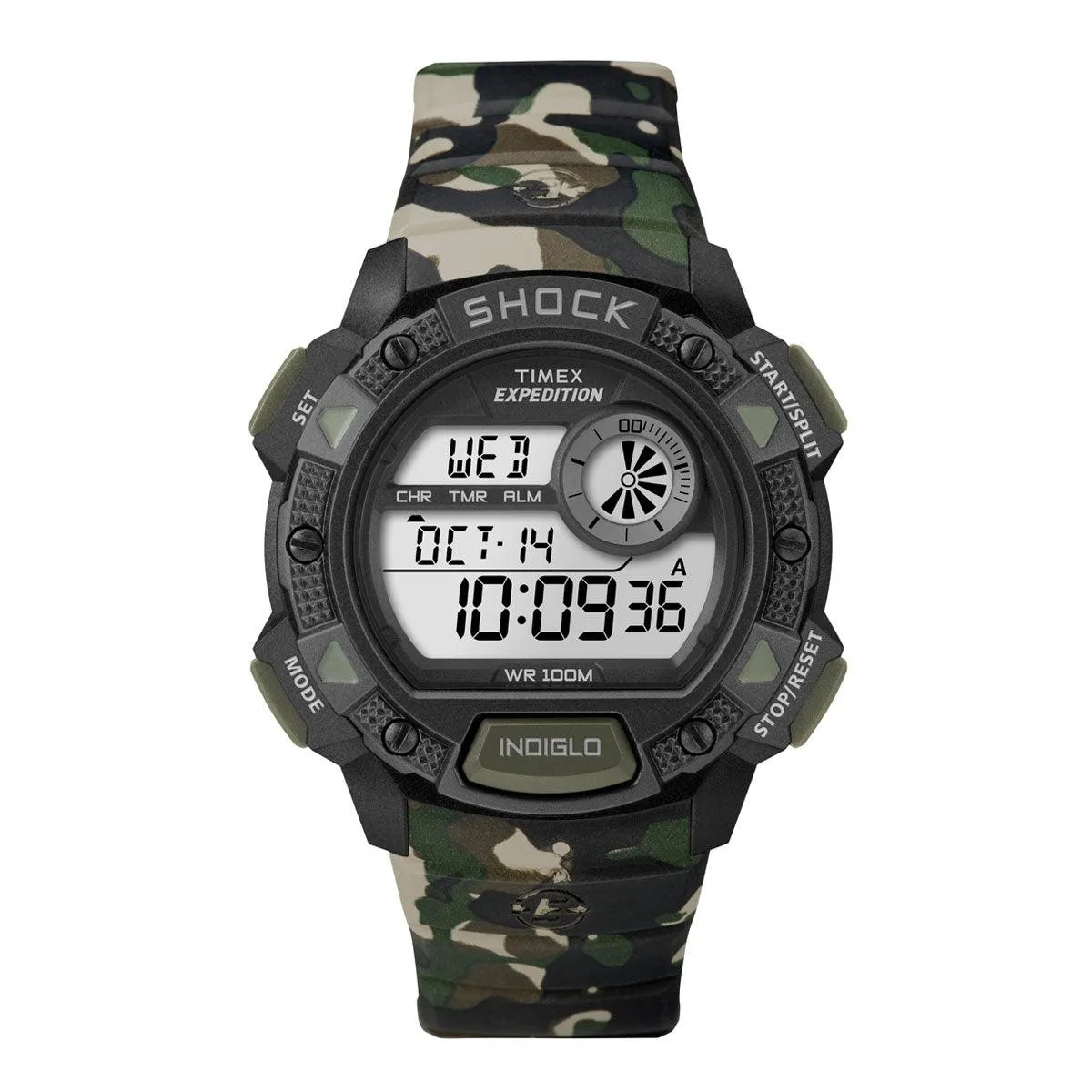 Timex Men's Chronograph Watch - Expedition Base Shock Grey Dial Resin Strap | T49976JV
