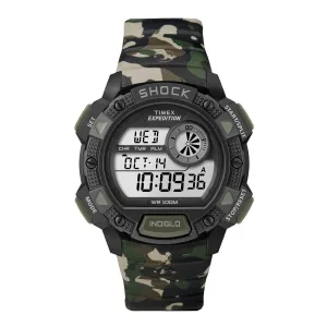 Timex Men's Chronograph Watch - Expedition Base Shock Grey Dial Resin Strap | T49976JV